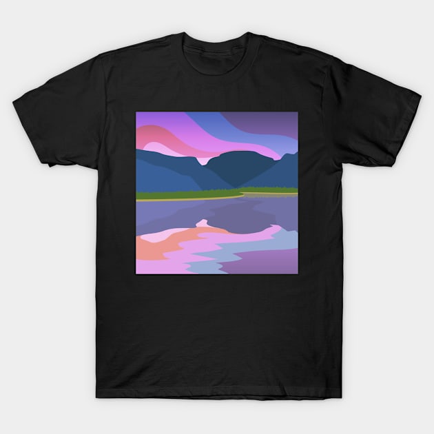 Sunset Mountain Lake T-Shirt by KlehmInTime